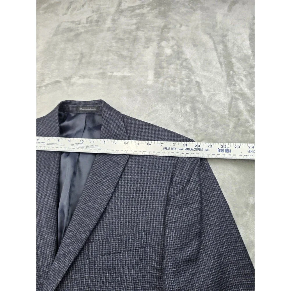 LRL Ralph Lauren Sport Coat Men 44R NavyBlue Houndstooth 100% Wool Jacket Blazer